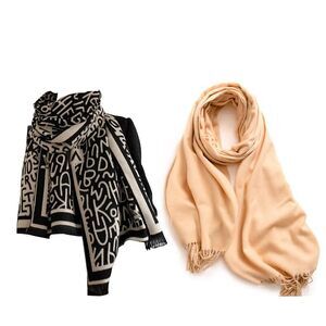 4885 2pcs Winter Warm Scarf Shawl Women's Cashmere Hand Feel
